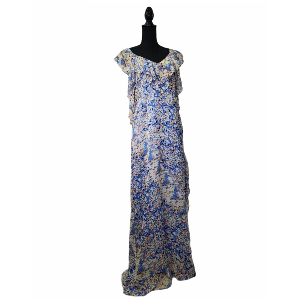 Chelsea & Violet L Baby Blue Ruffle Maxi Dress